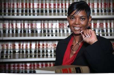 Woman Attorney in Law Library