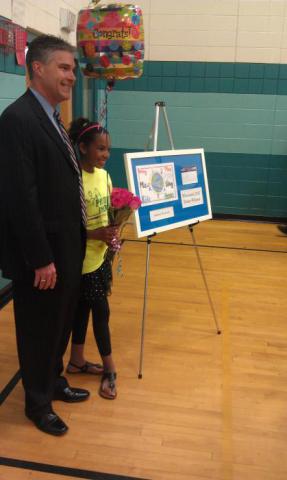Andreah and AG Van Hollen after the award ceremony at Jefferson Elementary in Green Bay.