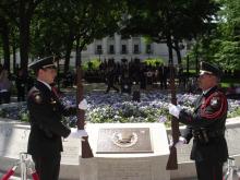 Memorial guards change arms prior to the Law Enforcement Memorial Ceremony Friday, May 18, 2012